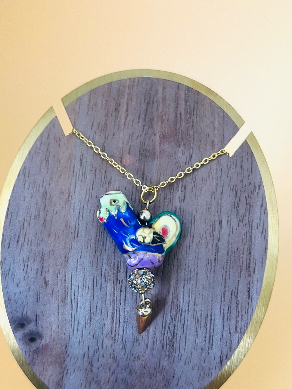 Colorful porcelain Bird Pendant Necklace